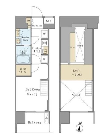 清澄白河駅 徒歩4分 13階の物件間取画像